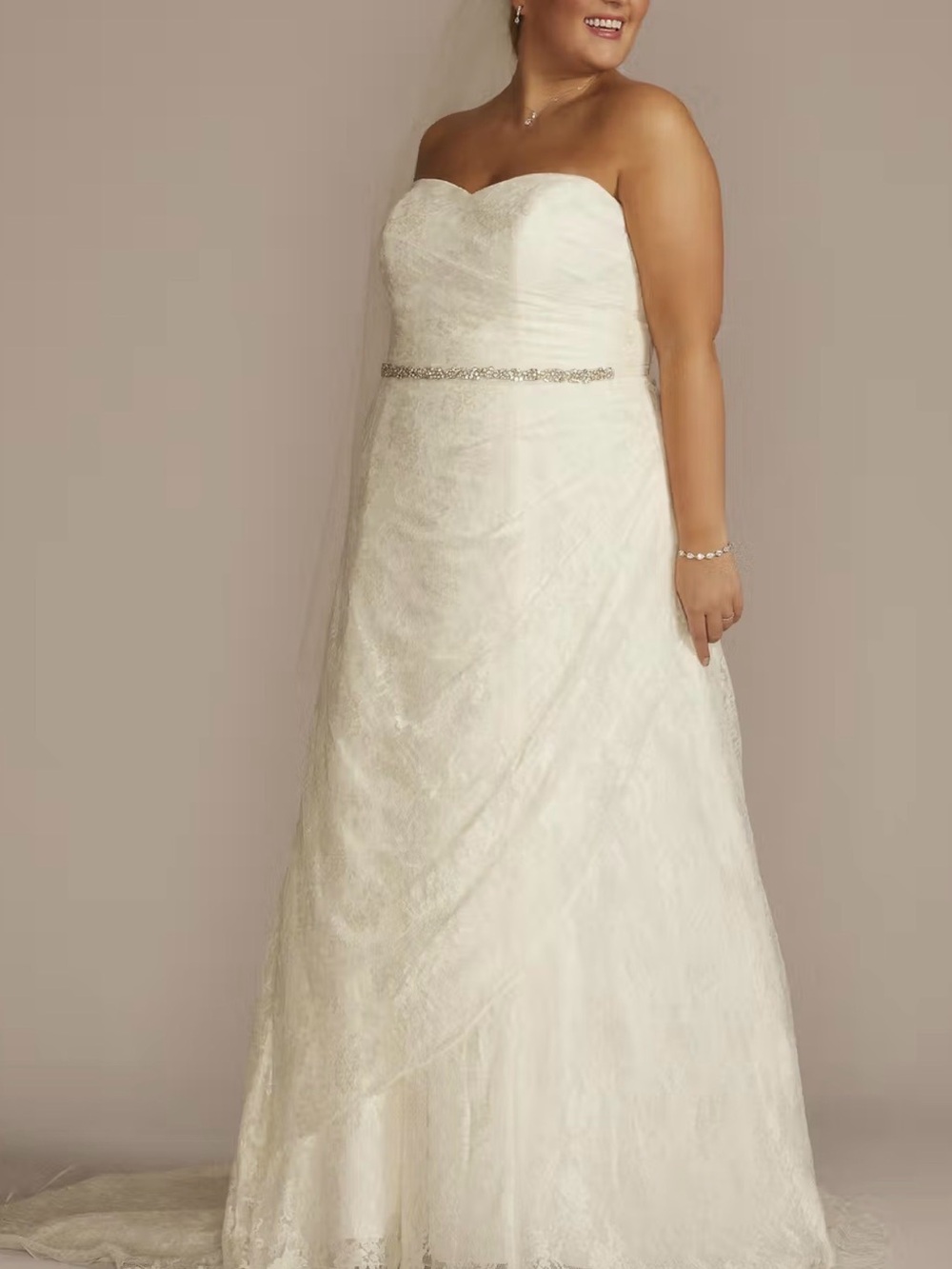 Complete 4-Piece Wedding Set | NWT Size 12 Dress, Veil, Sash & Earrings